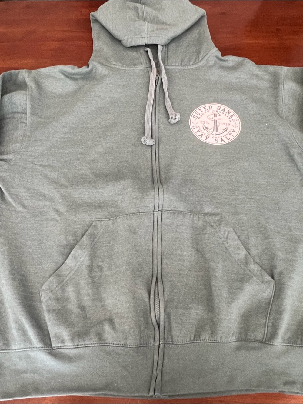 Outer Banks Men's Green Zip Hoodie with Anchor Logo